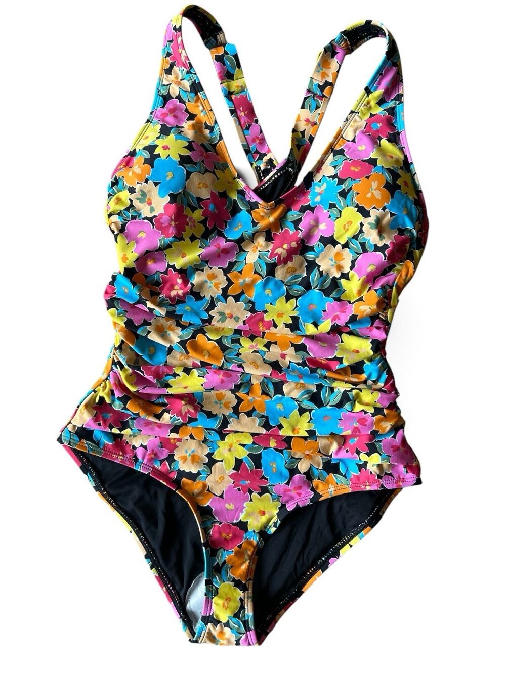 Anne Cole Women 8 NWT Floral Twist Front Shirred Tummy Control One Piece Suit